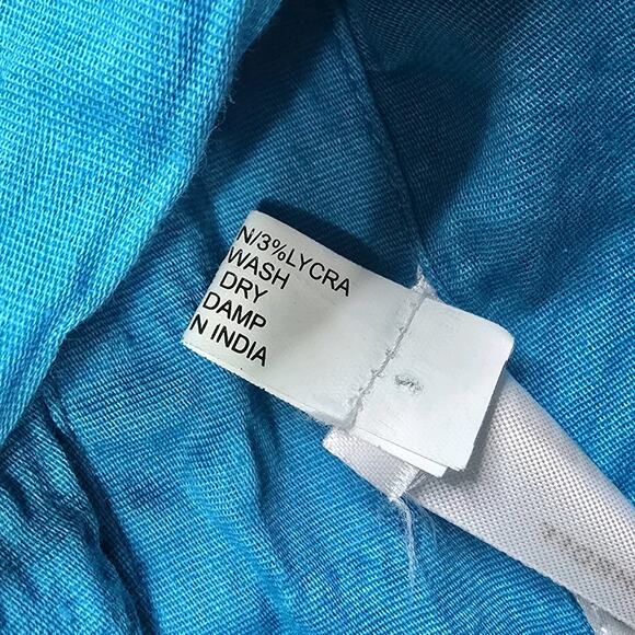 Dilemma Dhun Shroff Turquoise Art-To-Wear Textured Cotton Blend Shirt Lagenlook - Picture 12 of 13